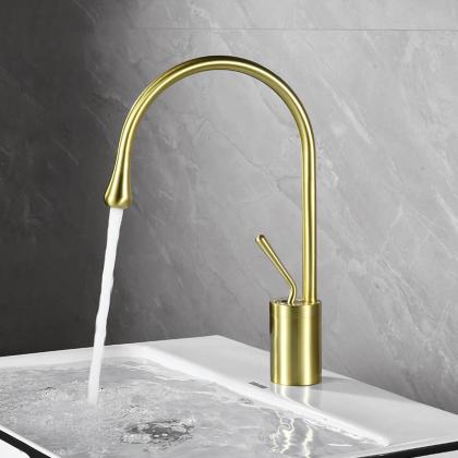 golden color tall basin faucets